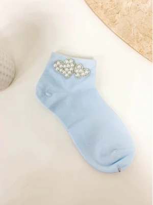 Skarpetki PERŁOWE SERCE - błękitne  magmac 