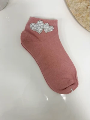 Skarpetki PERŁOWE SERCE - brudny róż  magmac 