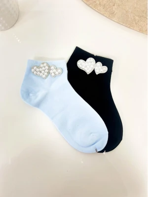 Skarpetki PERŁOWE SERCE - czarne  magmac 