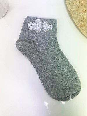 Skarpetki PERŁOWE SERCE - szare  magmac 