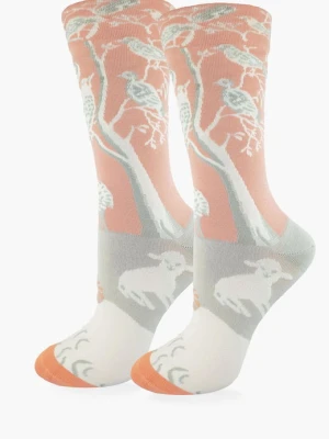 Skarpetki wysokie damskie bawełniane z motywem aniołka, ptaków i jagniąt – SC F76 MARILYN