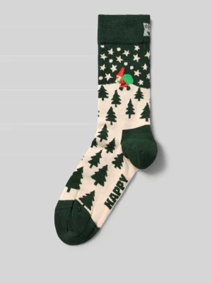 Skarpetki z motywem świątecznym z mieszanki bawełny Happy Socks Ciemnozielony