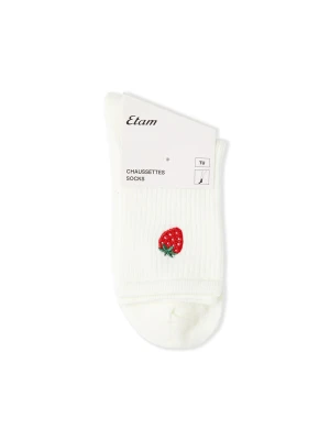 Skarpetki żebrowane z bawełną w motyw truskawek Etam