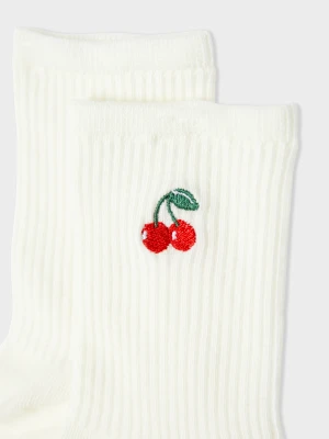 Skarpetki żebrowane z bawełną w motyw wiśni Etam