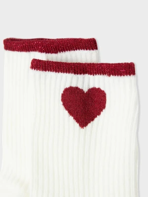 Skarpetki żebrowane z bawełny w serduszka Etam