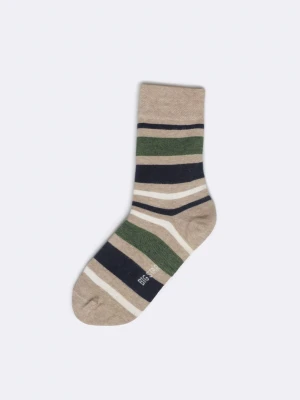 Skarpety bawełniane męskie w kolorowe paski beżowe Ismaelo 801 BIG STAR