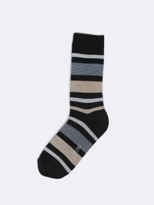 Skarpety męskie bawełniane w kolorowe paski czarne Ismaelo 906 BIG STAR