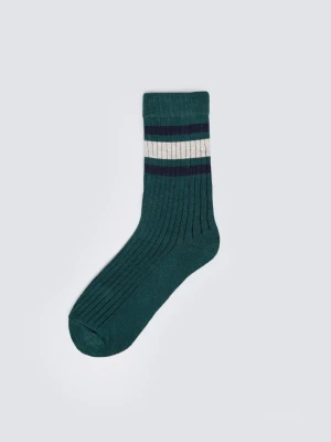Skarpety chłopięce długie z paskami zielone Rajan 304 BIG STAR