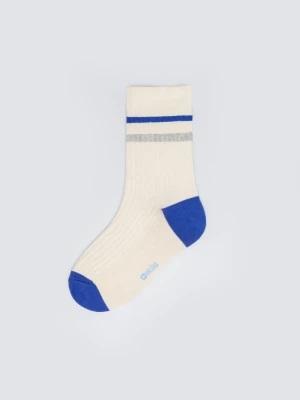 Skarpety chłopięce kremowe z niebieskim akcentem Michu 402 BIG STAR