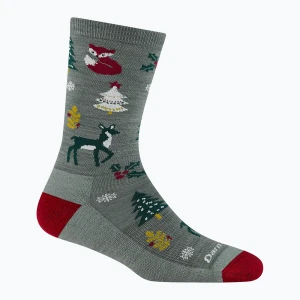Skarpety damskie Darn Tough Yuletide Wild Crew Lightweight with Cushion balsam Szary