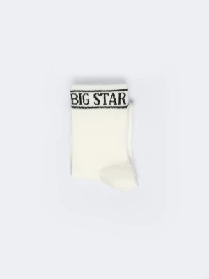 Skarpety damskie w prążek z napisem BIG STAR białe Marcolia 101