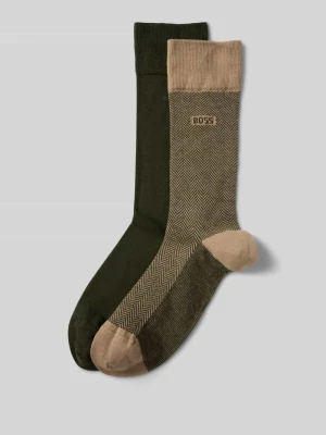 Skarpety długie z bawełny mieszanej w zestawie 2 szt. Boss