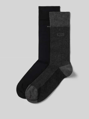 Skarpety długie z bawełny mieszanej w zestawie 2 szt. Boss