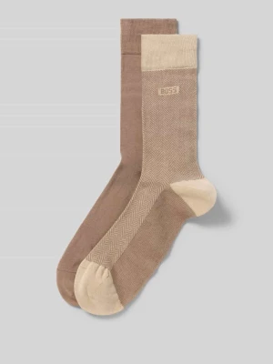 Skarpety długie z bawełny mieszanej w zestawie 2 szt. Boss