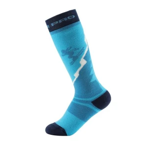 Skarpety dziecięce wysokie trekkingowe z wełną merino Skyro niebieskie Alpine Pro