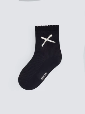 Skarpety dziewczęce z ozdobną kokardką czarne Natasza 906 BIG STAR