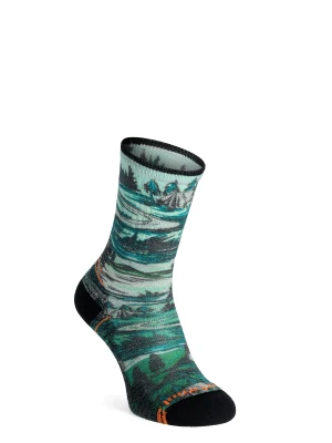 Skarpety merino Smartwool Hike Light Cushion Campground Print Crew Socks - winter moss