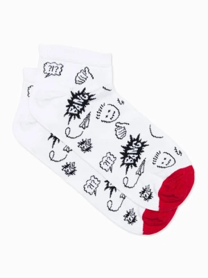 Skarpety męskie krótkie w napisy - białe V25 Ombre Clothing