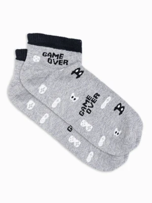 Skarpety męskie krótkie ze wzorem gamingowym - szare V7 U177
 -                                    39/42 Ombre