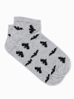 Skarpety męskie krótkie ze wzorem nietoperzy - szare V14 - Rozmiar: 43/46 Ombre Clothing