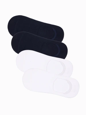 Skarpety męskie stopki 4-pak - biało-granatowe - Rozmiar: one size Ombre Clothing