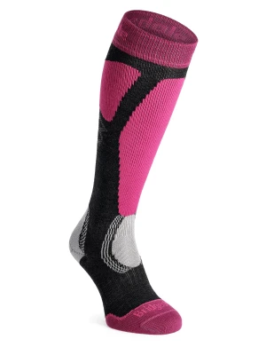 Skarpety narciarskie damskie Bridgedale Ski Easy On Merino Performance - graphite/pink