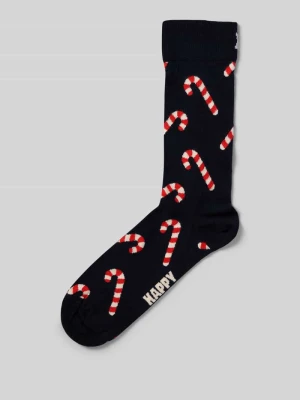 Skarpety o kroju regular fit z wyhaftowanym logo model ‘Candy Cane’ Happy Socks