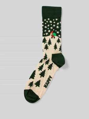 Skarpety o kroju regular fit z wyhaftowanym logo model ‘Santa on the Way’ Happy Socks