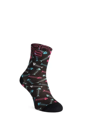 Skarpety rowerowe damskie Karpos Green Fire Socks - black/bluebird/white/pink