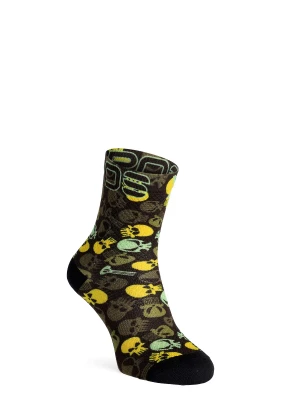 Skarpety rowerowe damskie Karpos Green Fire Socks - black/rifle green/buttercup