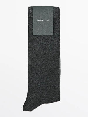 Skarpety W Romby Z Mieszanki Bawełny - Szary - Massimo Dutti - Female