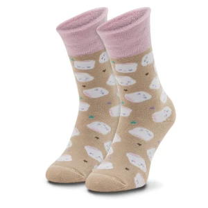 Skarpety wysokie unisex Zooksy Warm Winter Marshmallows Beżowy