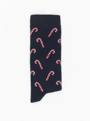 SKARPETY XMAS CANDYCANE1 2 GRANATOWE Recman