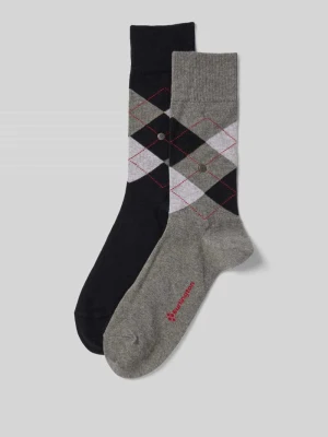 Skarpety z aplikacją z logo w zestawie 2 szt. model ‘Everyday Argyle’ Burlington Jasnoszary