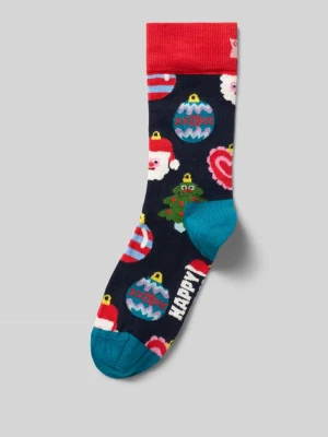 Skarpety z bożonarodzeniowym nadrukiem z motywem Happy Socks Ciemnoniebieski