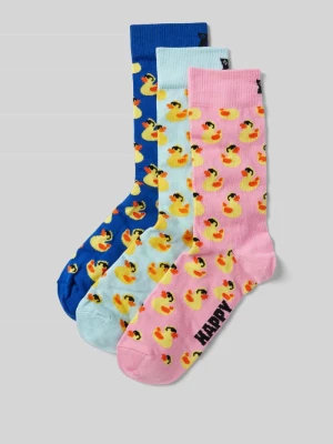 Skarpety z detalami z logo w zestawie 3 szt. model ‘Rubber Duck’ Happy Socks