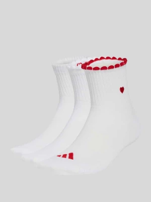 Skarpety z detalem w kształcie serca w zestaw 3 szt. Adidas Czerwony