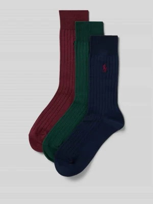Skarpety z drobnym prążkowaniem w zestawie 3 szt. model ‘EGYPTIAN’ Polo Ralph Lauren Underwear