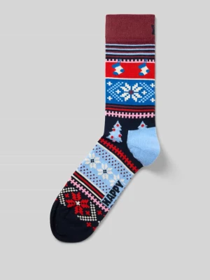Skarpety z elastycznej mieszanki bawełny model 'Christmas' Happy Socks Ciemnoniebieski