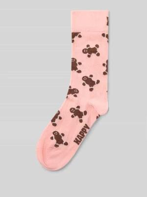 Skarpety z elastycznej mieszanki bawełny model 'Gingerbread Man' Happy Socks Różowy