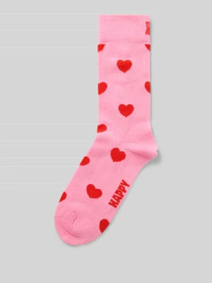 Skarpety z elastycznej mieszanki bawełny model 'Heart' Happy Socks Różowy