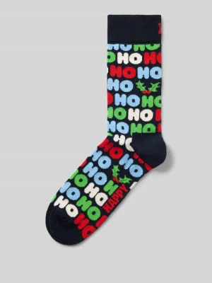 Skarpety z elastycznej mieszanki bawełny model 'Ho Ho Ho' Happy Socks Granatowy