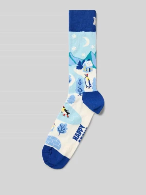 Skarpety z elastycznej mieszanki bawełny model 'Penguin Village' Happy Socks Jasnoniebieski