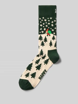 Skarpety z elastycznej mieszanki bawełny model 'Santa on the Way' Happy Socks Zielony
