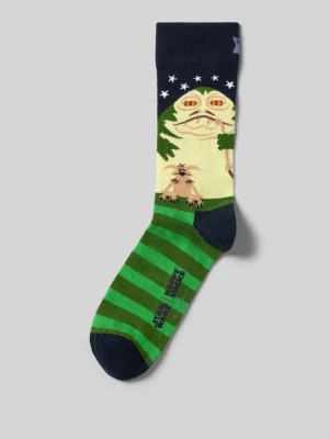 Skarpety z elastycznej mieszanki bawełny model 'Star Wars Jabba' Happy Socks Granatowy