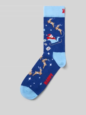 Skarpety z elastycznej mieszanki bawełny z wyhaftowanym logo Happy Socks Niebieski