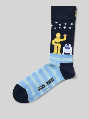 Skarpety z elastycznej mieszanki bawełny z wzorem na całej powierzchni Happy Socks Granatowy