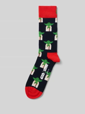 Skarpety z elastycznej mieszanki bawełny z wzorem na całej powierzchni Happy Socks Granatowy
