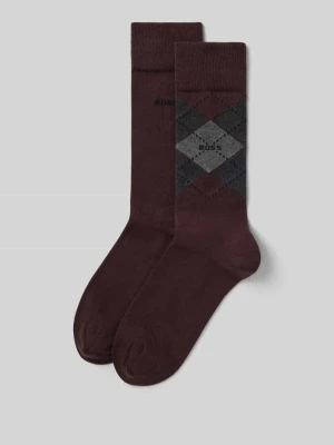 Skarpety z mieszanki bawełny w zestaw 2 szt. model 'ARGYLE' Boss Ciemnobrązowy