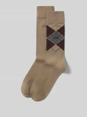 Skarpety z mieszanki bawełny w zestaw 2 szt. model 'ARGYLE' Boss Piaskowy